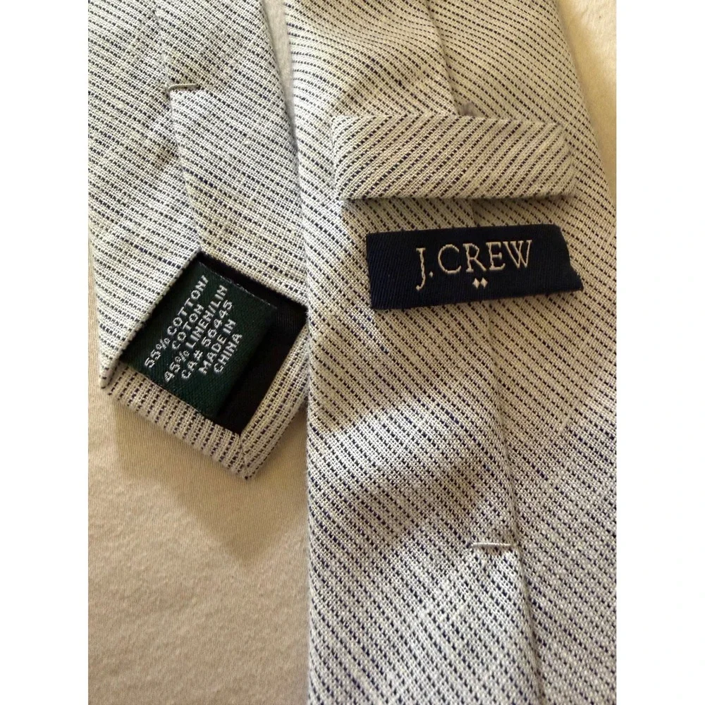 J.Crew Outlet Striped Tie Mens Cotton Linen Blend Business Preppy